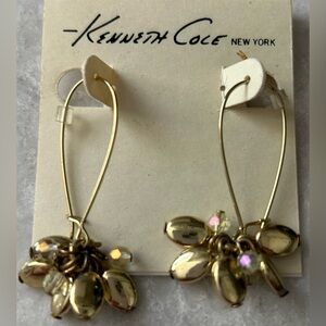 Kenneth Cole Gold Tone Dangle Earrings w/ Charms at Bottom of hoops